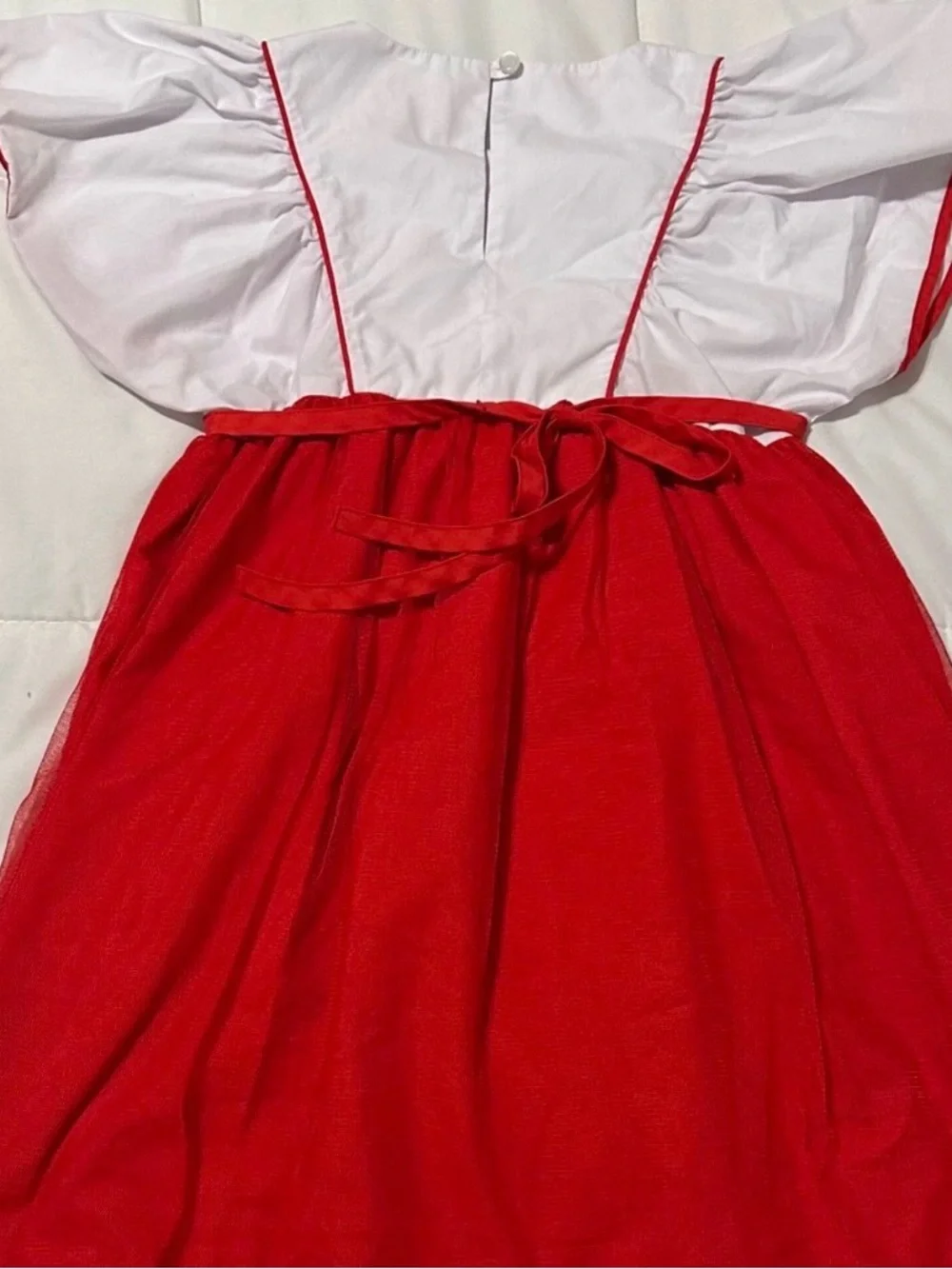 Eleanor Rose Girls Red and White flutter sleeve Christmas Holiday Dress 8/10